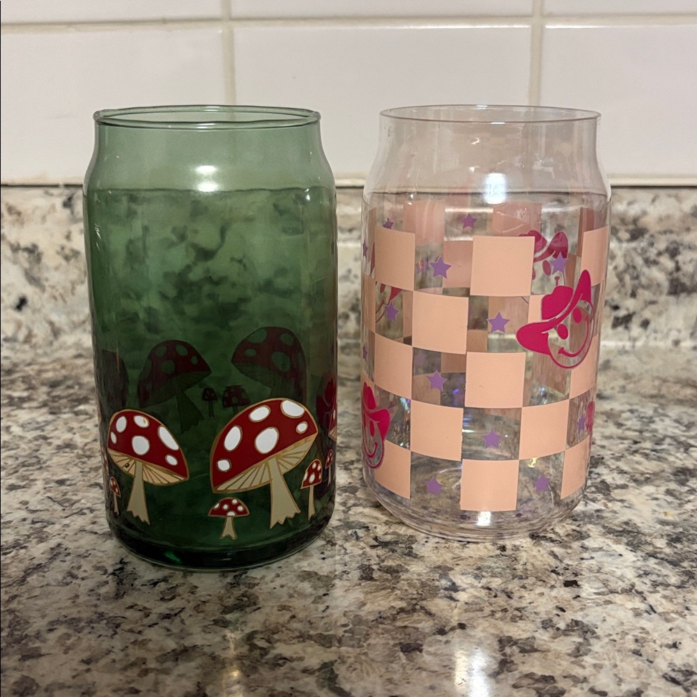 TWO glass cups